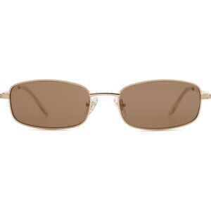 ✨Women's Brown Small Narrow Rectangle Sunglasses Retro Skinny Sunnies Eyewear